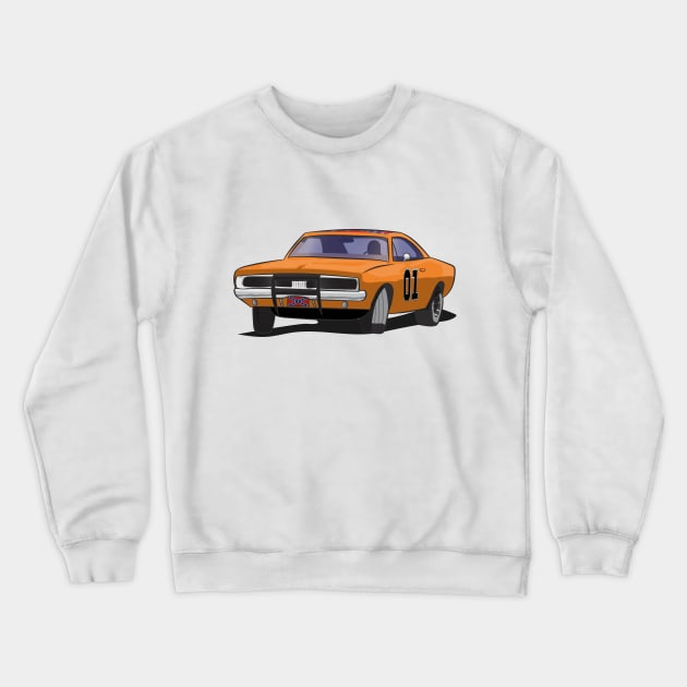 General Lee 01 car Crewneck Sweatshirt by ArielAutoArt